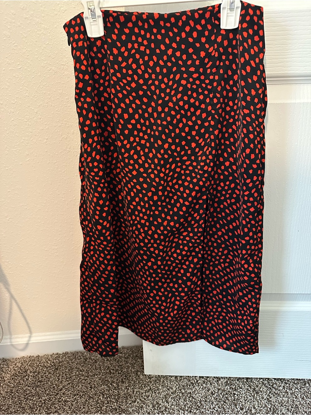 Women's Black & Red Printed Midi Skirt with slit size small